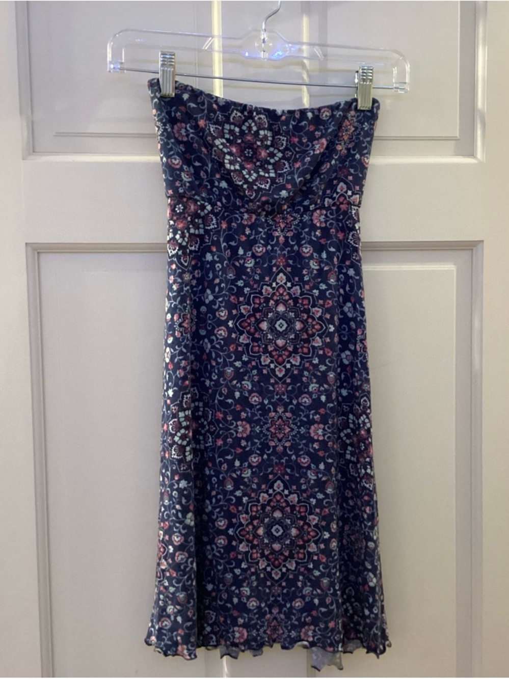 Mora Girls Navy Strapless Floral Medallion Mini Dress